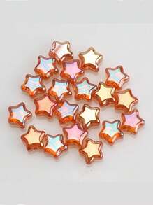 50pcs/Pack 8mm Center Hole Electroplated Glass Pentagram Beads, DIY Jewelry Accessories For Necklace, Bracelet, Earrings