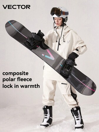 VECTOR MOTION Fleece Ski Suit: Hooded Ski Jacket And Trousers, Unisex, Windproof, Waterproof, Light, Warm, Breathable, Durable, Comfortable, Suitable For Skiing On Single Or Double Skis