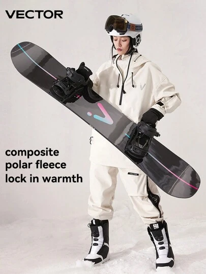 VECTOR MOTION Fleece Ski Suit: Hooded Ski Jacket And Trousers, Unisex, Windproof, Waterproof, Light, Warm, Breathable, Durable, Comfortable, Suitable For Skiing On Single Or Double Skis