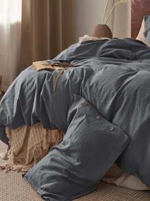 Bedsure Valentine's Day Linen Duvet Cover - Linen Cotton Blend Duvet Cover Set, 2/3 Pieces, 1 Duvet Cover And 1/2 Pillowcase, For Spring Decor, Wedding Decor, Easter Decor, Room Decor, Home Decor - 深灰色 - 查看 3