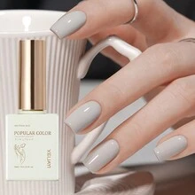 1pc Gray Gel Nail Polish 15ML Soak Off Glitter Gel Polish For All Seasons - Home Salon Nail Art DIY - 淺灰色 - 查看 2