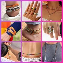 4600 件粘土珠手链制作套件，Preppy Friendship 扁平聚合物 Heishi 珠首饰套件，带饰物和弹性绳，女孩工艺品礼品套装，粘土珠首饰制作手链套件，扁平圆形聚合物 Heishi 粘土珠，带吊坠和跳环字母珠，用于手链项链耳环 DIY 工艺品，女孩珠子，手链，手链>制作 - 彩色 - 查看 8