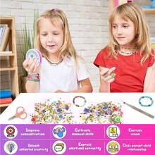 4600 件粘土珠手链制作套件，Preppy Friendship 扁平聚合物 Heishi 珠首饰套件，带饰物和弹性绳，女孩工艺品礼品套装，粘土珠首饰制作手链套件，扁平圆形聚合物 Heishi 粘土珠，带吊坠和跳环字母珠，用于手链项链耳环 DIY 工艺品，女孩珠子，手链，手链>制作 - 彩色 - 查看 7