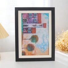 1入組美術框架,實木相框,a4油畫裝飾收納箱,畫作相框,返校必備品 - 黑色 - 查看 2