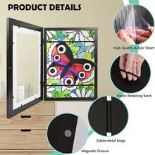 1入組美術框架,實木相框,a4油畫裝飾收納箱,畫作相框,返校必備品 - 黑色 - 查看 8