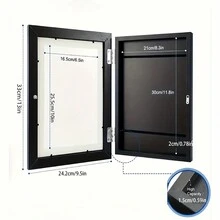 1入組美術框架,實木相框,a4油畫裝飾收納箱,畫作相框,返校必備品 - 黑色 - 查看 5