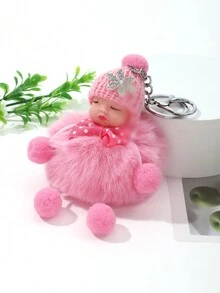 1 Miếng Màu hồng Mũ Với Pom-pom Búp bê Đồ trang trí Linh hoạt Móc chìa khóa Vật rủ xuống - Hồng - Xem 2