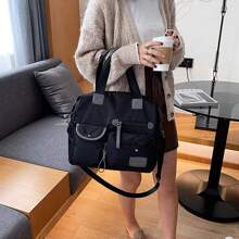 Bolsa impermeable y antirrobo multifuncional para mujer, múltiples colores son opcionales, múltiples compartimentos, Bolsa para dama, Diseño de gran capacidad - Negro - Ver 9