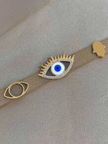 1 件金色邪眼手鍊女式優雅不鏽鋼手鍊手鍊聖誕節日常派對珠寶禮物