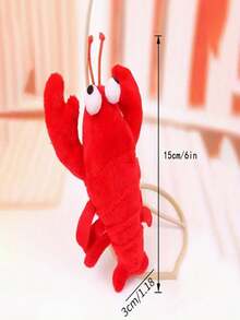 1個可愛的小龍蝦毛絨動物掛飾,卡通螃蟹娃娃掛飾,創意龍蝦包裝吊飾 - 紅色 - 查看 5