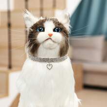 1pc Crystal Heart Shaped Elastic Pet Collar With Sparkling Finish, Perfect Accessory For Your Furry Friends, Suitable For Small To Medium Sized Cats And Dogs - White - View 8