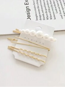 3入組韓式珍珠髮夾套裝,甜美典雅,金屬髮夾,適用於女性和女孩,情人節,生日等場合的理想禮物