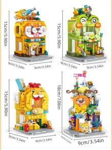 動物迷你街景組裝積木玩具,可收藏且與其他品牌兼容 - 彩色 - 查看 2