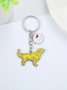 1 Miếng Nam Kim loại Thú cưng Chó Chó tha mồi vàng Hình dạng Ô tô/xe hơi Móc chìa khóa Ba lô Vật rủ xuống Đối với Chó Quà tặng người yêu - Màu vàng - Xem 2