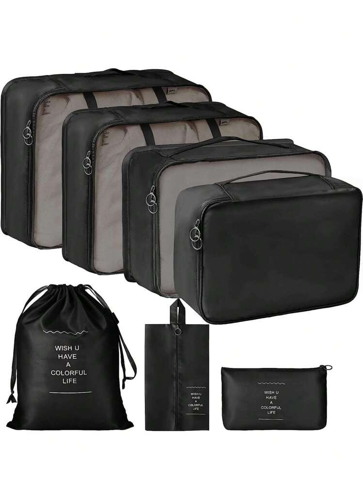Organizer Da Viaggio Da Appendere STORICANS – Cubo Da Imballaggio Portatile In Tessuto Oxford 600D, 4 Scomparti E 8 Tasche, Nero, 34x18,5x49,5 Cm