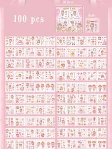 100入組可愛卡通日記貼紙,適用於裝飾杯子、手機殼、日記、筆盒等