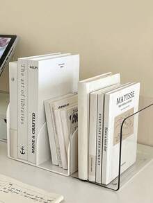 1個透明桌面書立架裝置,書立架,書本和文具收納盒,透明創意檔案架,適用於學生書桌閱讀置物架 - 透明 - 查看 4