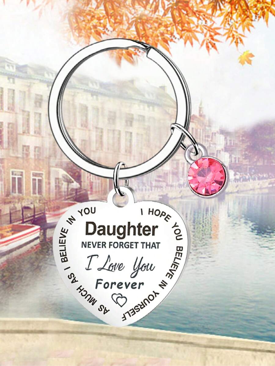 不鏽鋼鑰匙圈和鑰匙圈,帶有藝術字體,簡約風格,適合送給姐姐,兄弟,兒子,女兒,父親,母親,節日