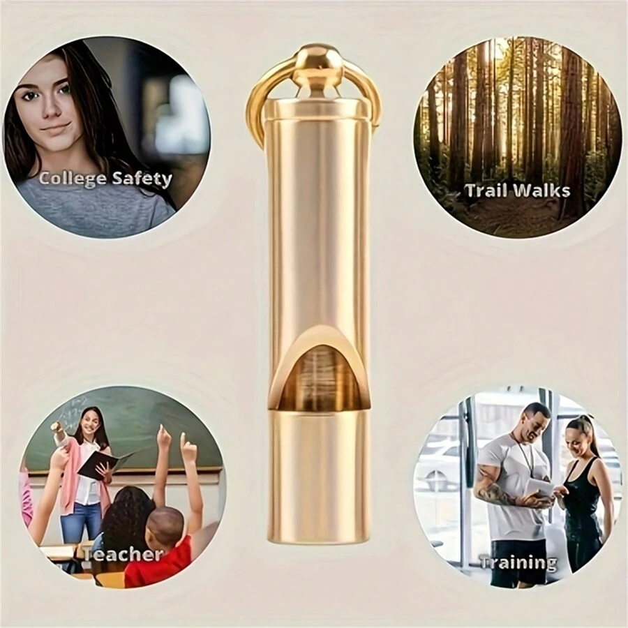 1入組黃銅哨子鑰匙扣,便攜的求生哨鑰匙扣,適用於露營、徒步旅行、戶外活動,男女適用,生日/節慶小禮物