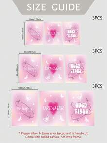 3入組北歐風格漸變霓虹色鮮艷客廳壁畫,粉色藝術畫布 - 彩色 - 查看 5