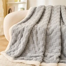 1pc純色加厚絨毛毛毯 - 灰色 - 查看 4