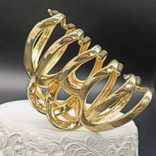 1入組女士金屬幾何紋理波浪合金髮夾，適用於馬尾、髮夾，時尚髮飾，適用於日常使用 - 金色 - 查看 1