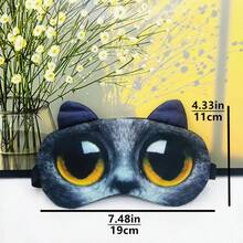 1 Pieza Linda Máscara De Ojos De Dibujos Animados De Gato, Venda Divertida Para Dormir Que Bloquea La Luz - Multicolor - Ver 2