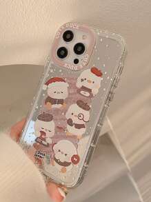 Gucadi 聖誕主題化妝鏡,適用於 iPhone 15/15plus/15pro/15promax,附白色聖誕樹、卡通鴨、可愛小狗、ins油畫風格,藝術風格,高端感觸,鏡面和可愛貓咪設計掛繩 - 彩色 - 查看 7