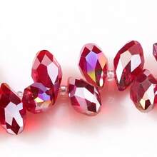 50入組/套鍍層掉落形玻璃水晶珠,帶水平孔,多色多角剔透珠子,適用於手鍊和項鍊diy,尺寸包括5x7mm 6x12mm 8x13mm - 彩色 - 查看 60