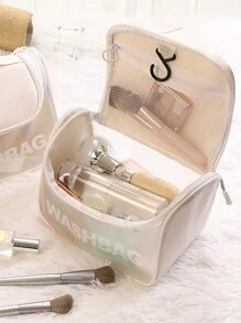 1PC Portable Travel Wash Bag Female Transparent Waterproof Makeup Storage Pouch Beach Bag Beach Essentials Beach Towel Organizer Beach Accessories Beach Stuff Holiday Bag Holiday Essentials For Summer For Vacation - White - View 6