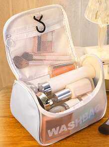 1PC Portable Travel Wash Bag Female Transparent Waterproof Makeup Storage Pouch Beach Bag Beach Essentials Beach Towel Organizer Beach Accessories Beach Stuff Holiday Bag Holiday Essentials For Summer For Vacation - White - View 5