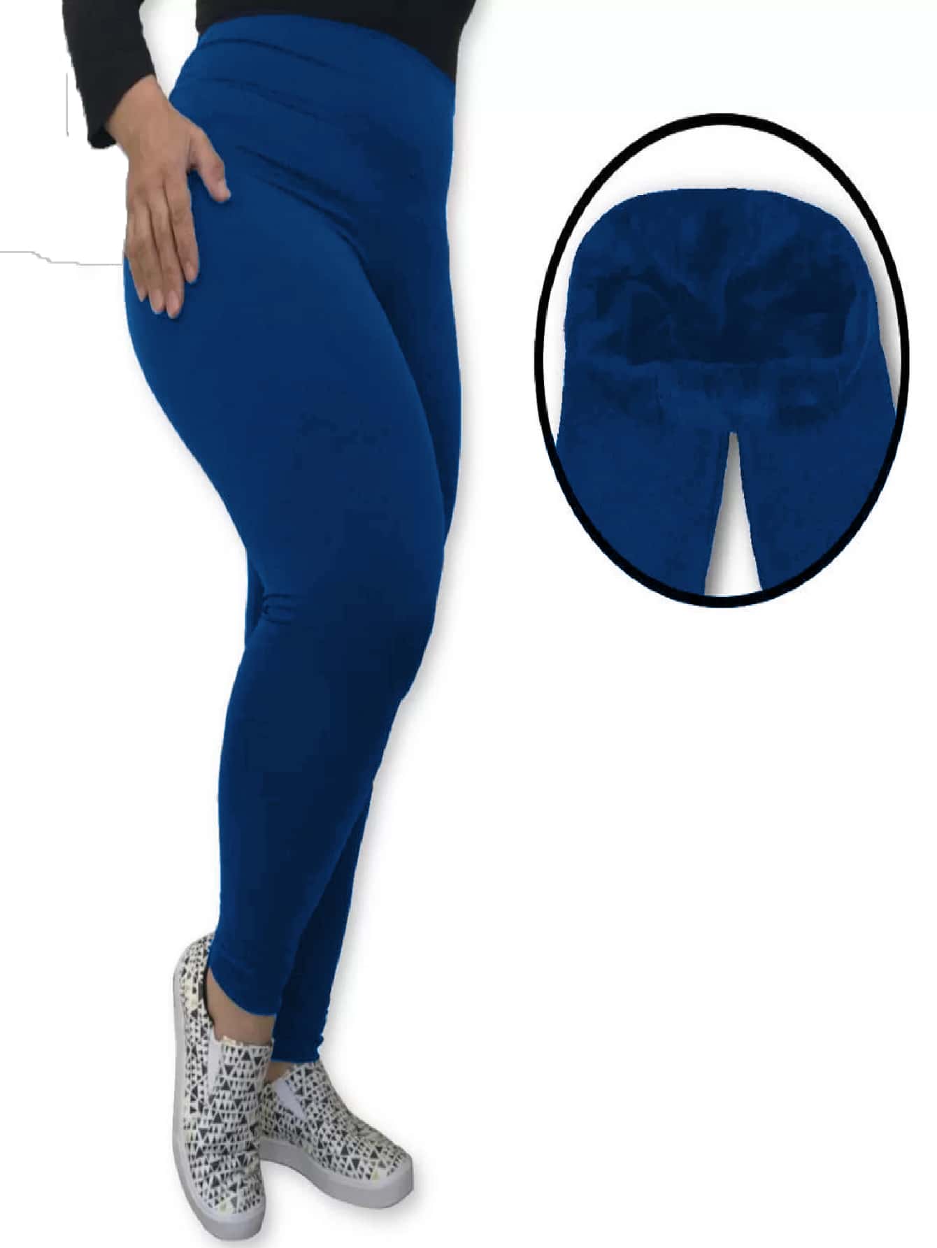 Plus Size Sports Leggings & Pants - Navy Blue - View 1