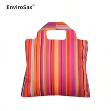 Fashionable Foldable Shopping Bag, Durable Waterproof Shoulder Bag, Gym Bag, Travel Bag, Organizing Bag (Classic Stripe Collection) - Pink - View 1