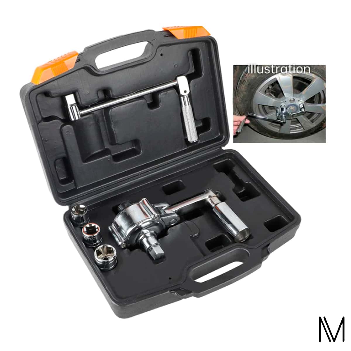 Llave multiplicadora de torsión para quitar tuercas de llanta 1/2 cambio de neumático - Plateado - Ver 1