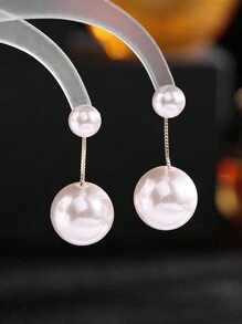 1 对人造珍珠装饰女士耳环，大号和小号人造珍珠吊坠耳环，长耳环，优雅流苏人造珍珠耳环，复古轻奢耳环，新娘耳环，适合婚礼、约会、派对、女士珠宝礼物优雅万圣节 - 金色 - 查看 8