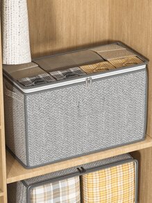 1PC Large Capacity Top Perspective Storage Bag, Toy Storage Bag, Quilt Storage Bag, Clothing Storage Bag, Annotation Slot, Reinforced Handle, Bi-Directional Alloy Zipper, Exquisite Edging Technology, Suitable For Home Wardrobe Storage, Bed Bottom Storage, And Portable Storage When Moving School Organizer Bags Teacher Storage Bags - Light Grey - View 1