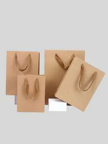 6个装加厚牛皮纸袋，广告购物礼品服装包装袋，可重复使用手提袋