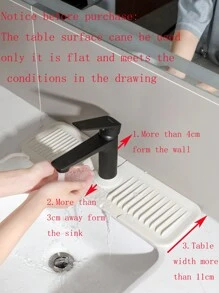 1pc Random Kitchen Sink Splash Guard, Kitchen Guard For Faucet, Kitchen Splash Guard For Sink, Silicone Faucet Mat, Sink Splash Guard Behind Faucet - White - View 2