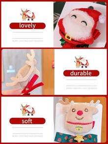 5入組可愛的聖誕主題鹿角和雪人造型毛絨馴鹿夾,不傷頭髮,適合女孩