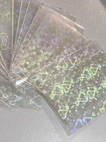20 Piezas Películas Transparentes De Doble Cara Para Tarjetas Con Diseño De Corazón De Amor Y Efecto Láser Holográfico Brillante Para Protección De Tarjetas De Fotos, Páginas De Álbumes, Tarjetas Pequeñas Y Protección De Boca Plana