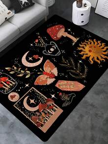 1Pc Vintage Living Room Plant Printed Rug Soft Washable Area Rug Decorative Floor Mat For Bedroom Living Room Bathroom Home Decor - Multicolor - View 1