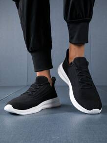 Men's Ultralight Sports And Casual Running Shoes - Black and White - View 6