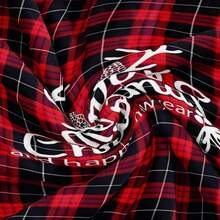 1件聖誕節紅色格子鹿印花絨面矩形柔軟沙發毯,適合作為萬聖節和聖誕節禮物 - 黑色 - 查看 5