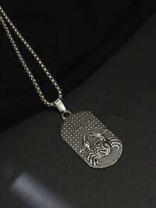 1pc Alloy Vintage Zodiac Sign Tag Hip Hop Men's Fashion Necklace - Cancer - View 3