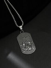 1pc Alloy Vintage Zodiac Sign Tag Hip Hop Men's Fashion Necklace - Cancer - View 1