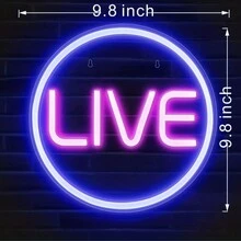 1pc LIVE Neon Sign - Perfect For Twitch, ,  Streamers/Gamers  Light Up Your Streams - Apricot - View 2