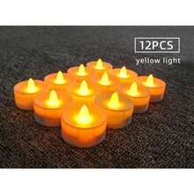 不燃LED蠟燭茶燈，電池供電，逼真假茶燭，閃爍LED電動柴燭，適用於節日、情人節、婚禮中心桌面裝飾 - 彩色 - 查看 6