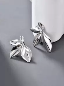 1pc Flower Design Stud Earrings, Stainless Steel Jewelry Valentines,Mom,Mother,Mother's Day,Gift - Silver - View 5