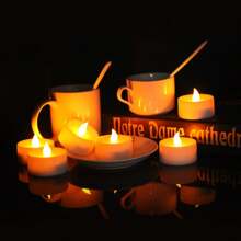 不燃LED蠟燭茶燈，電池供電，逼真假茶燭，閃爍LED電動柴燭，適用於節日、情人節、婚禮中心桌面裝飾 - 彩色 - 查看 9