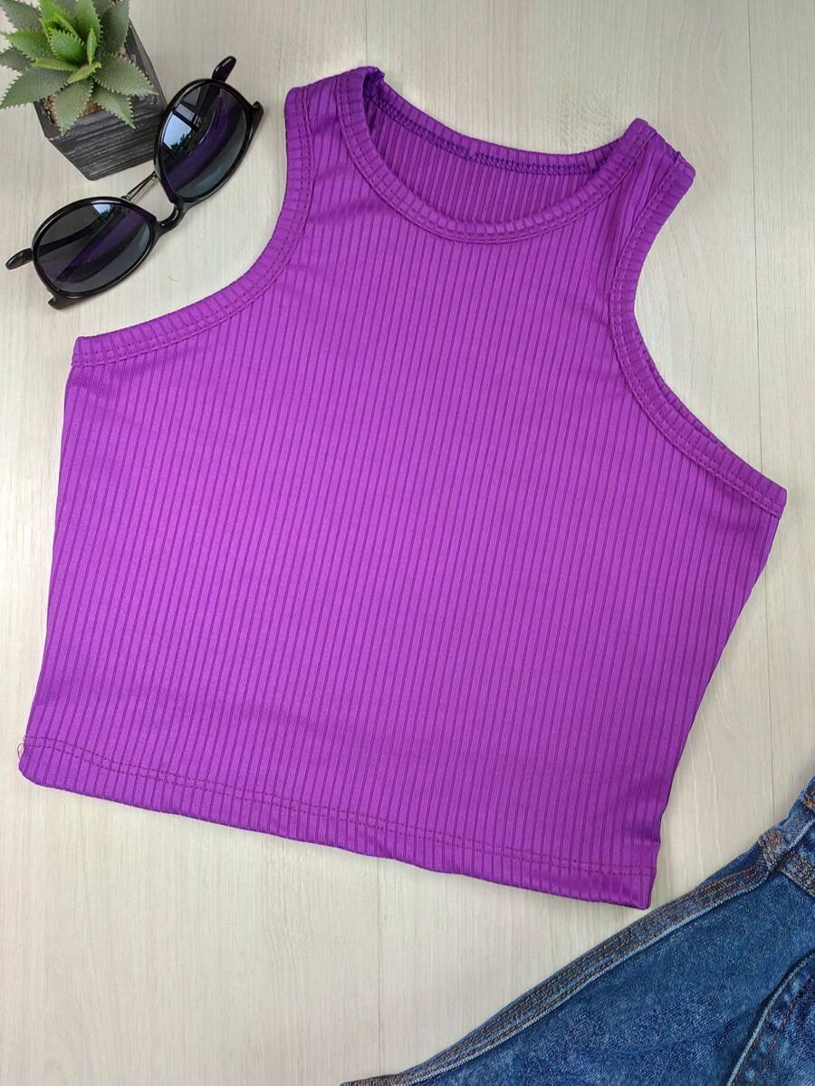 Women Tank Tops & Camis - 中紫紅色 - 查看 1